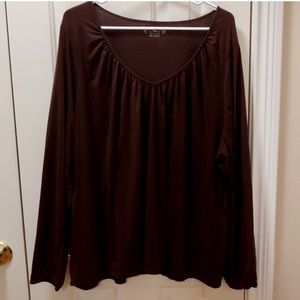 Cato V neck Chocolate Brown Top sz 26